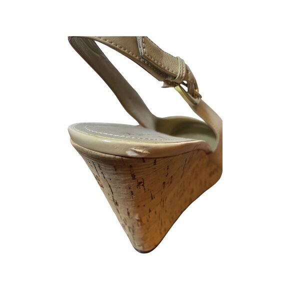 Tahari Casey Buttercup (tan/beige) Patent Leather Cork Wedge Heel Women Size 10 - Picture 6 of 6